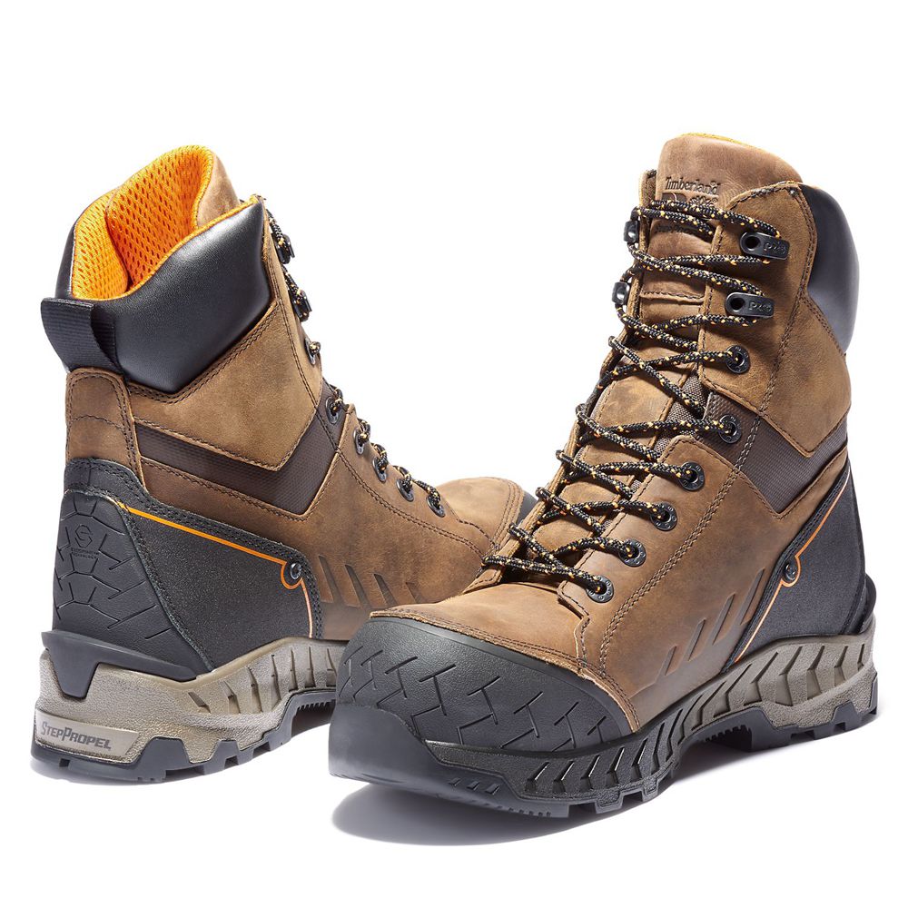 Bocanci Pro Timberland Barbati Maro/Negrii - Work Summit 8-Inch Waterproof Composite-Toe Work - Roma